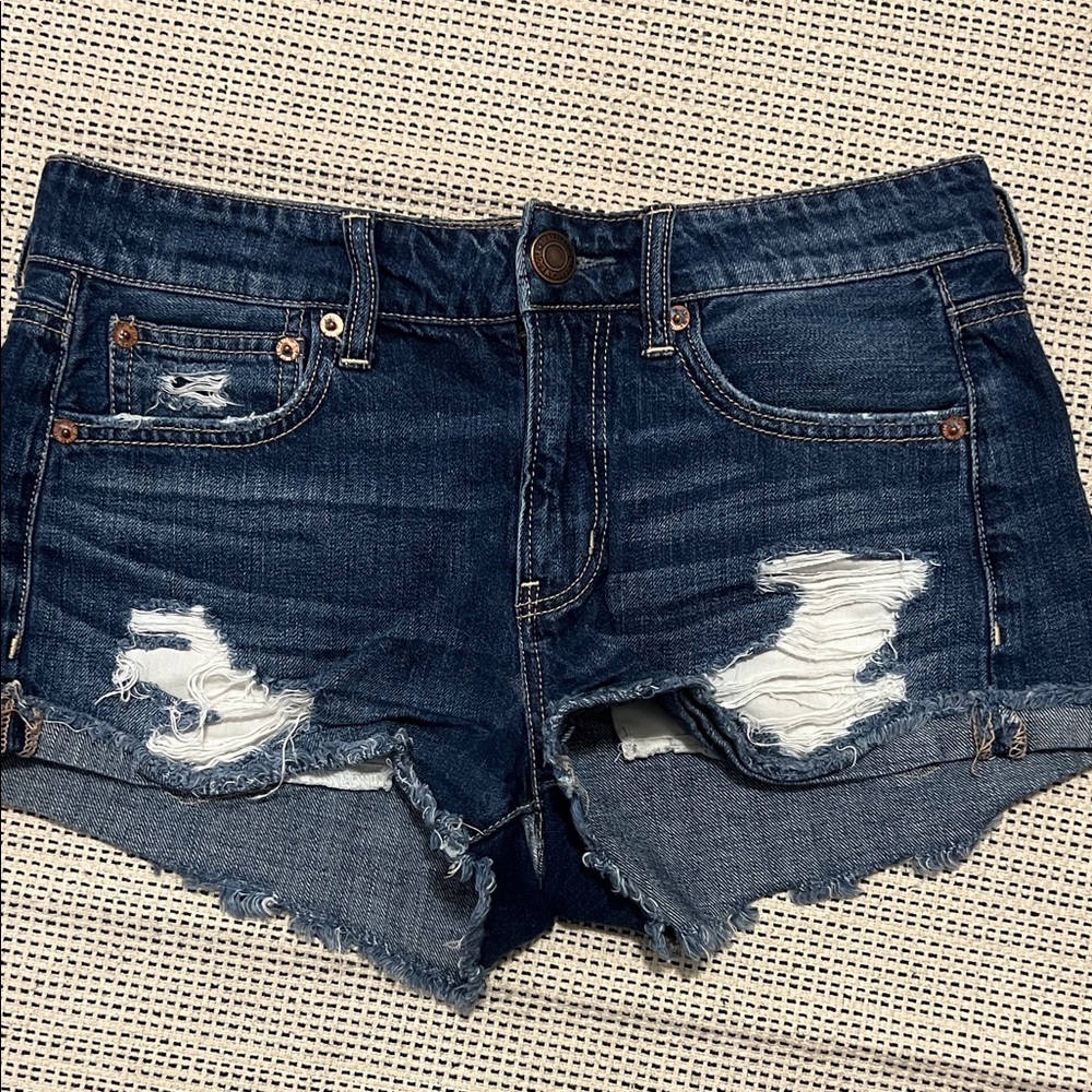 American Eagle Dark Wash Distressed Jean Shorts